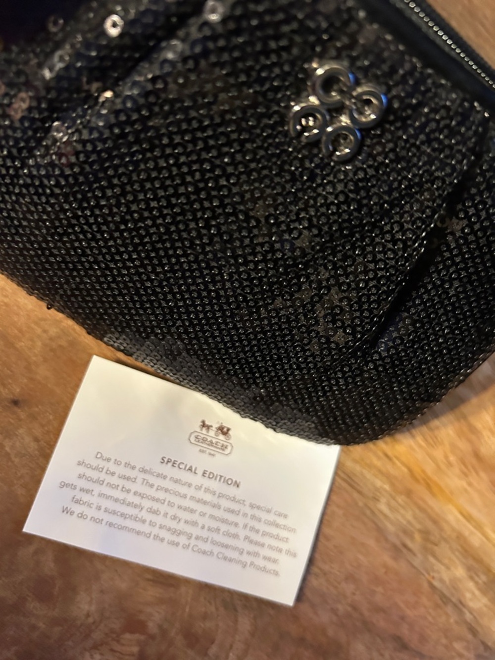 Coach Black Sequin Wristlet Clutch - Picture 6 of 11